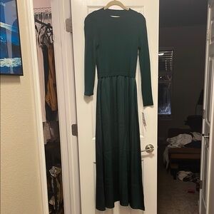 Green Ribbed Sheath Maxi Dress